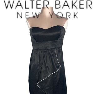 Walter Baker black strapless cocktail dress with white piping. Size M.